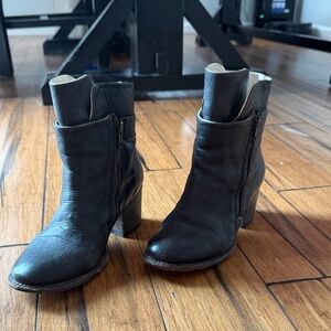 Freebird Black Leather Ankle Booties